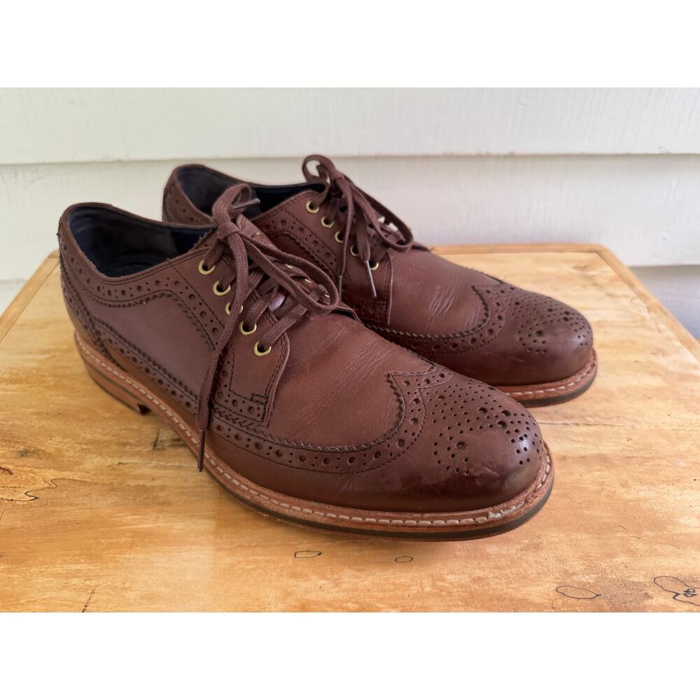 Cole Haan Mens 7M Grand Os Mens Brown Cooper Square Wingtip Loafer SHoe Chestnut - Picture 2 of 9